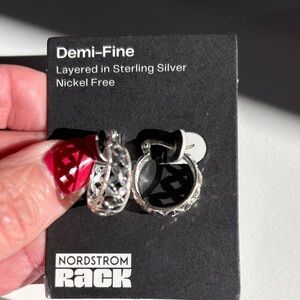 Nordstrom Rack Sterling Silver Diamond Cut Hoop Earrings